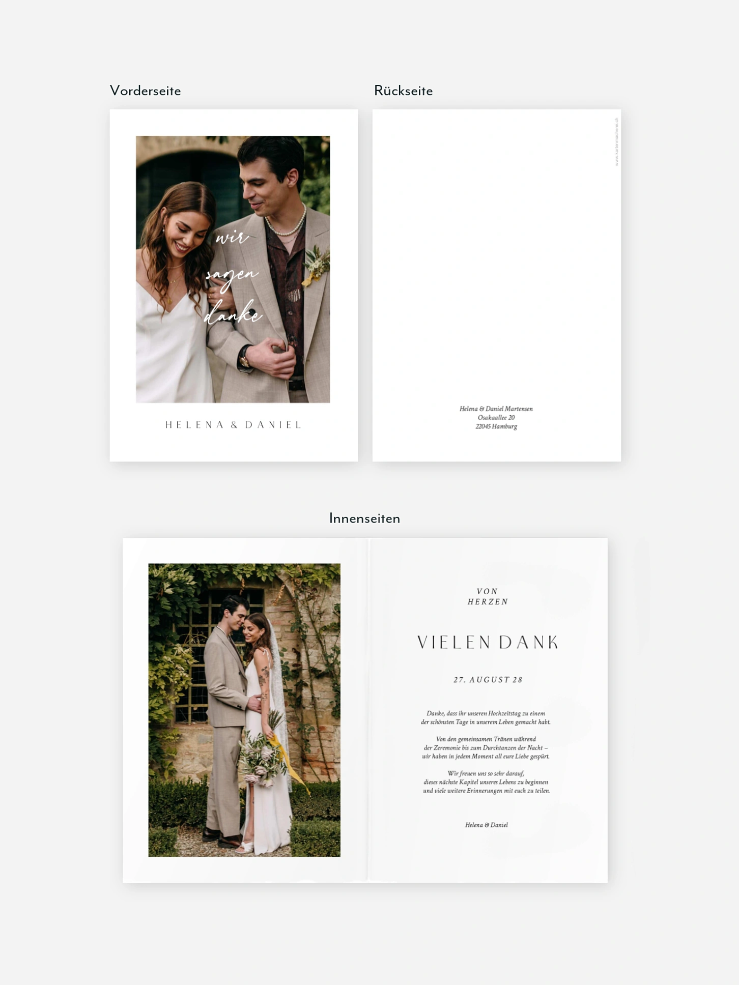 Dankeskarte Hochzeit Einfach stilvoll