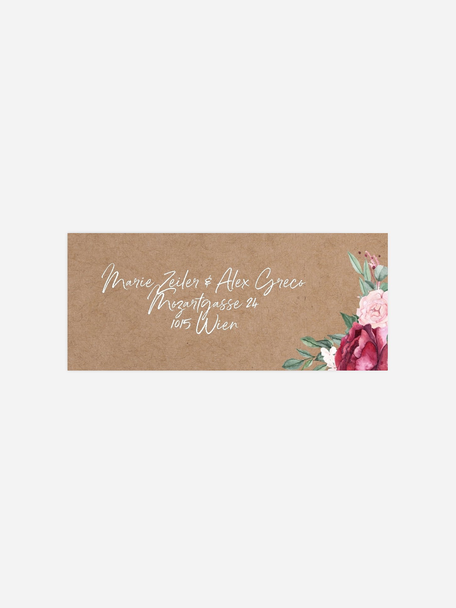 Absenderaufkleber Hochzeit Rose Bouquet