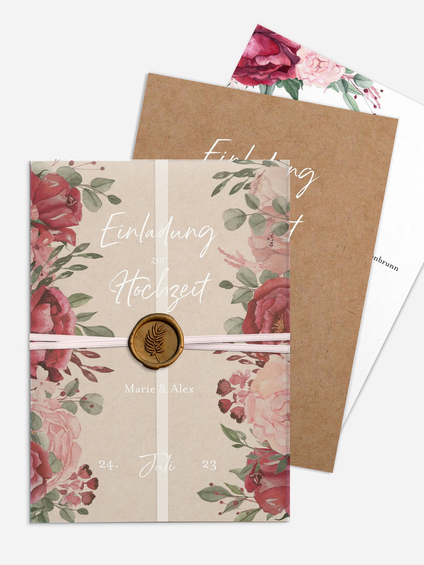 Hochzeitseinladung Rose Bouquet