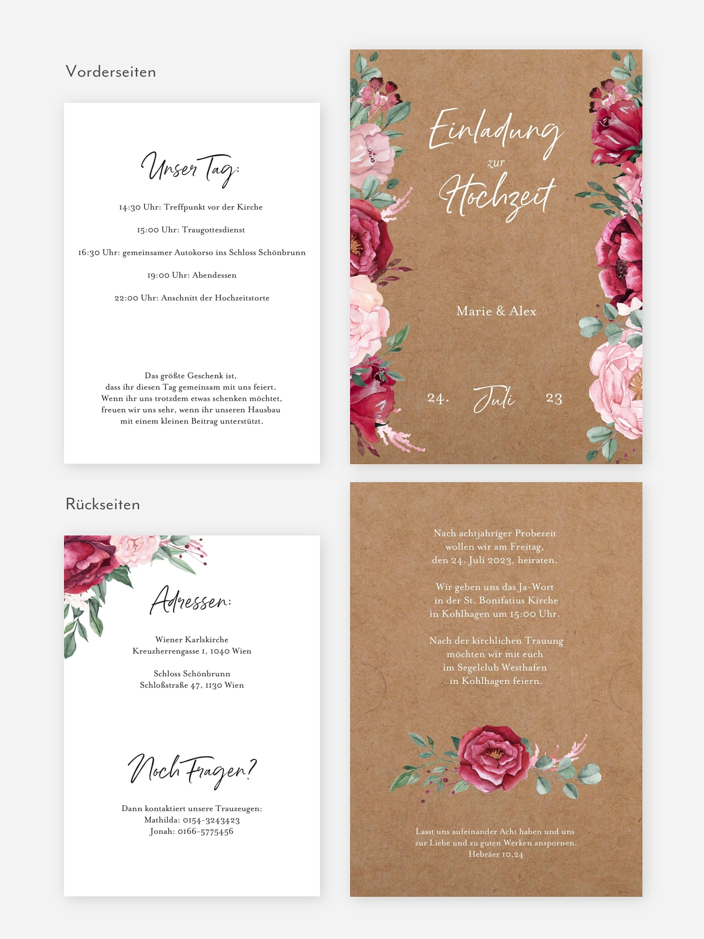 Hochzeitseinladung Rose Bouquet