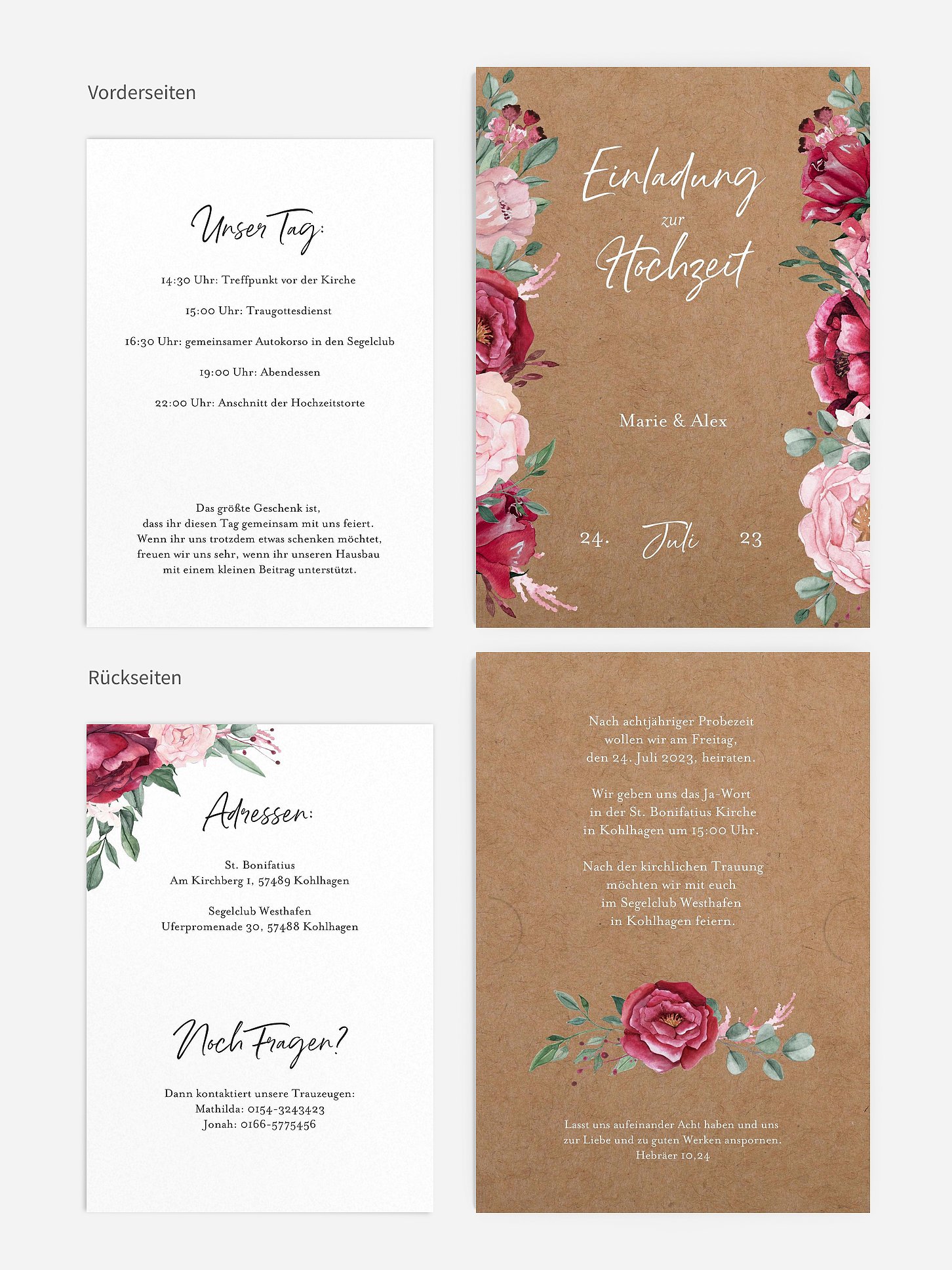 Hochzeitseinladung Rose Bouquet
