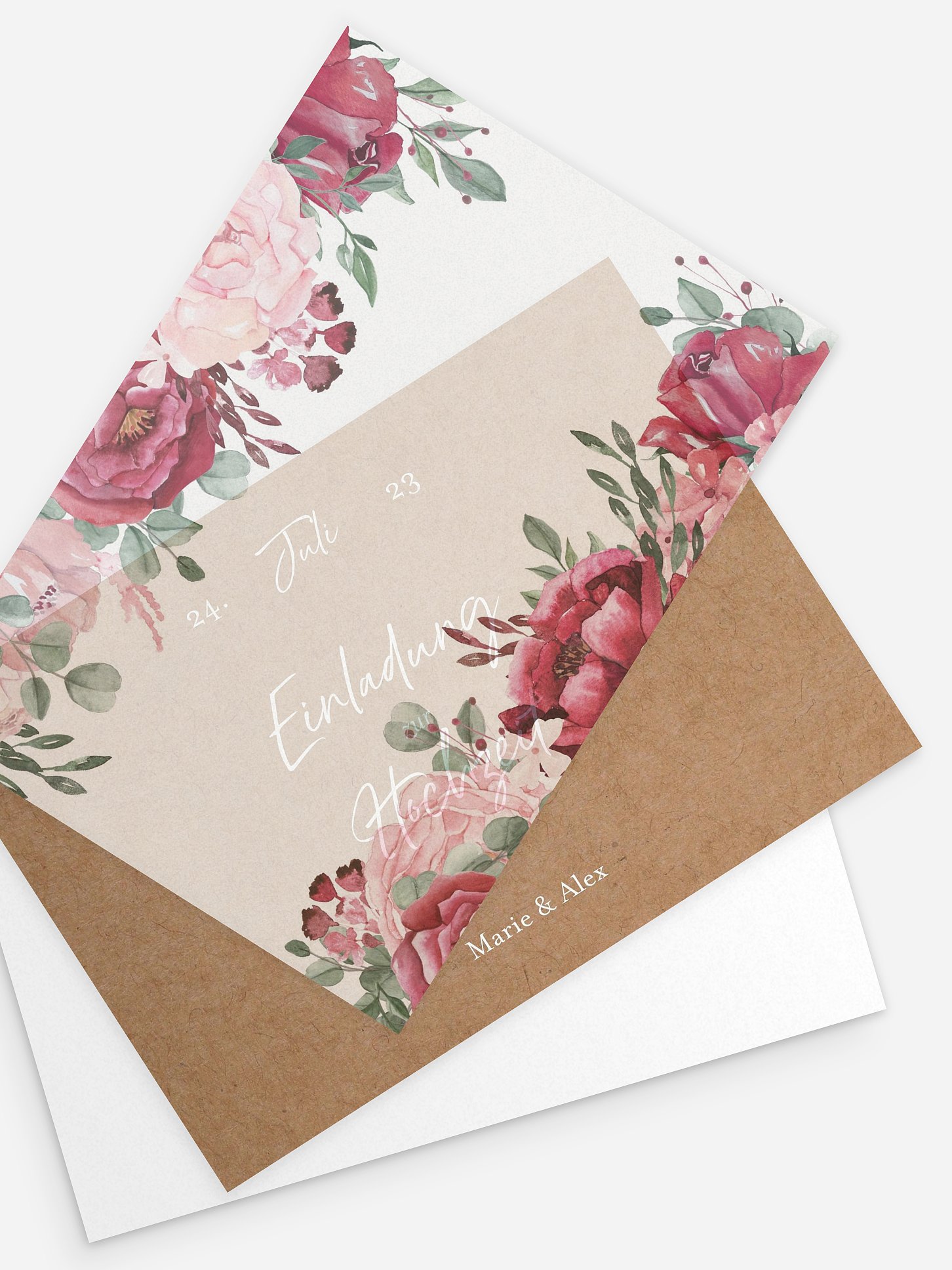 Hochzeitseinladung Rose Bouquet