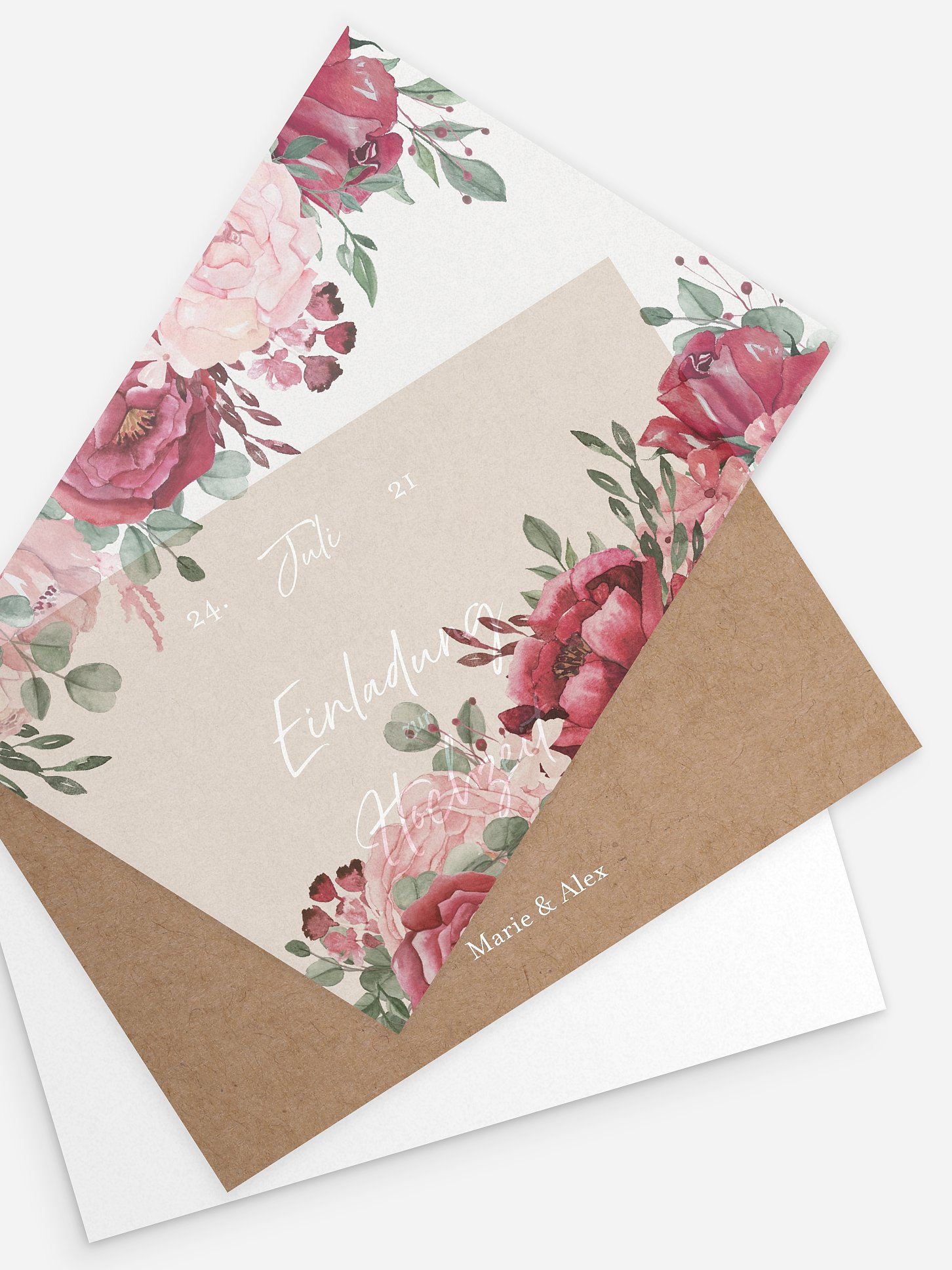 Hochzeitseinladung Rose Bouquet