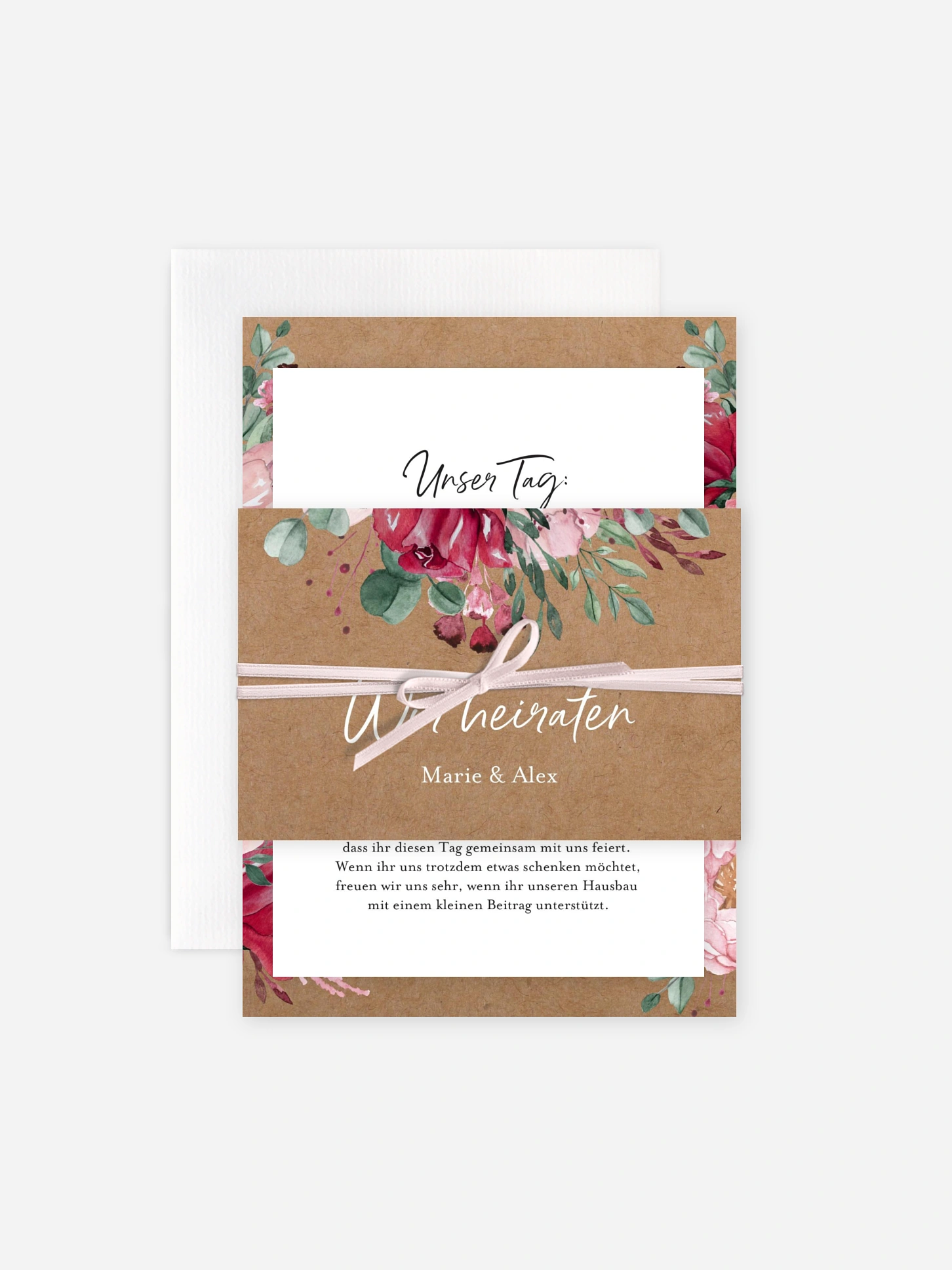 Hochzeitseinladung Rose Bouquet