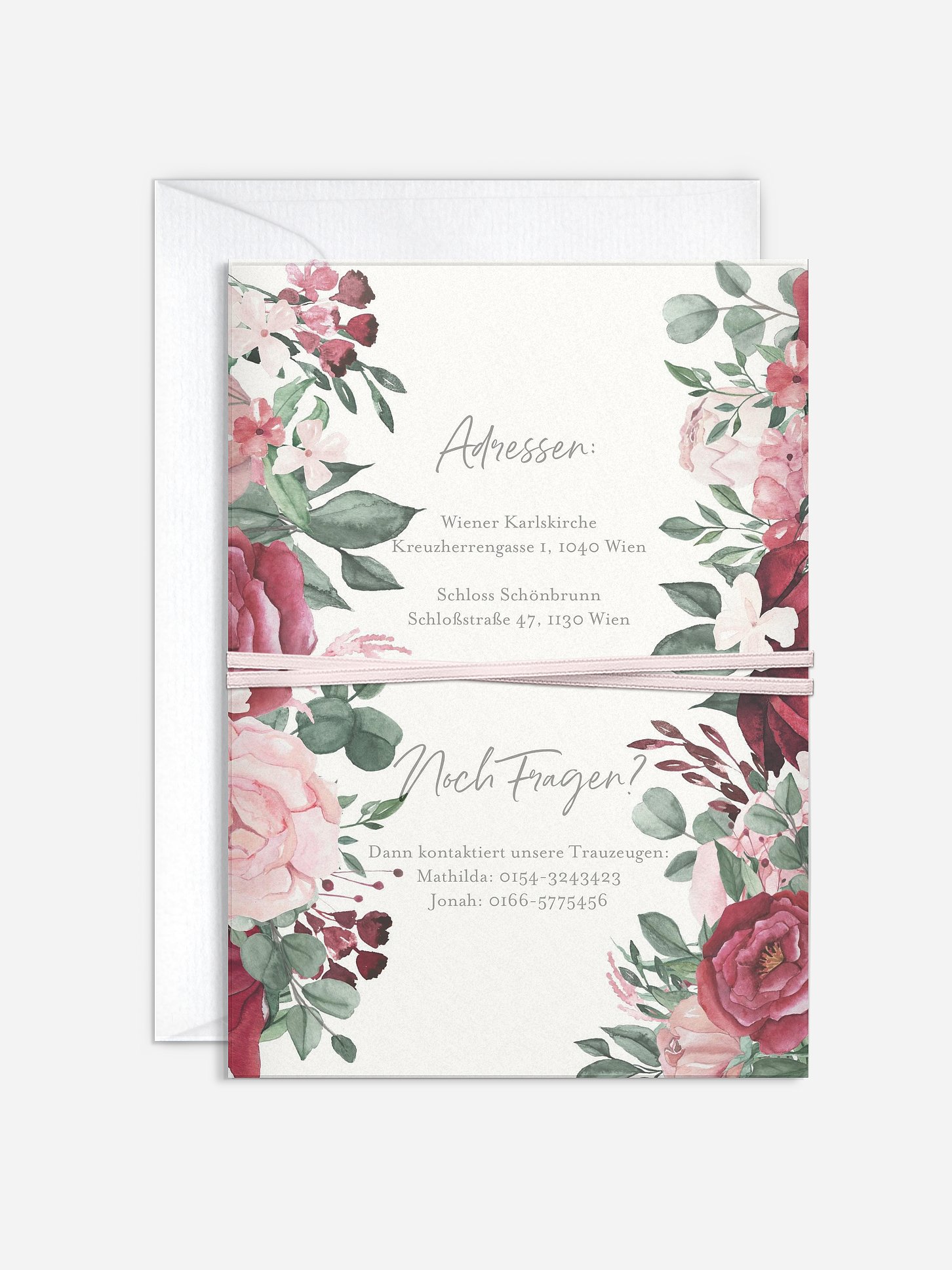 Hochzeitseinladung Rose Bouquet