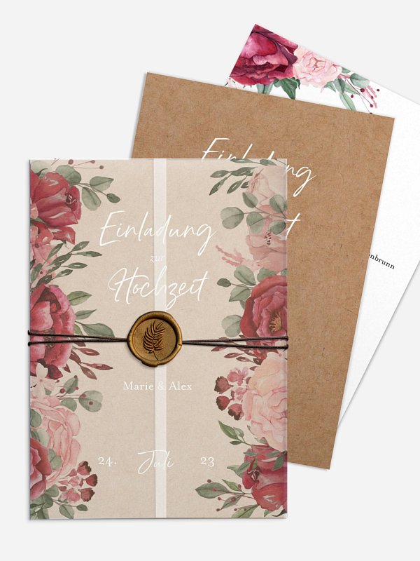 Hochzeitseinladung Rose Bouquet