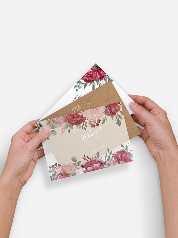 Hochzeitseinladung Rose Bouquet