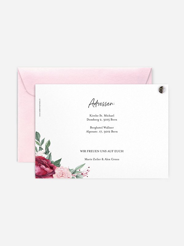 Hochzeitseinladung Rose Bouquet