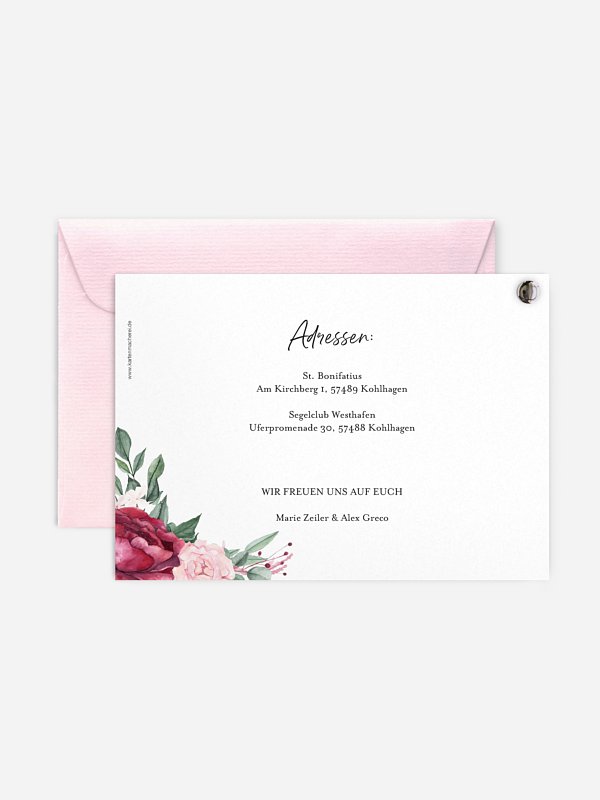 Hochzeitseinladung Rose Bouquet