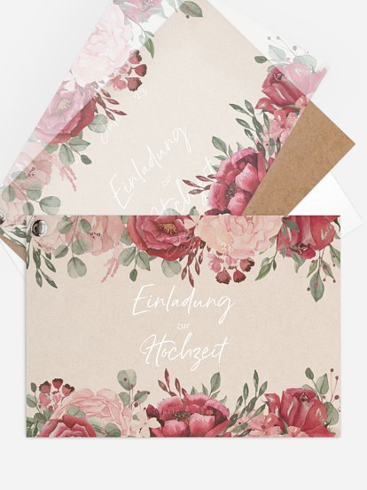 Hochzeitseinladung Rose Bouquet