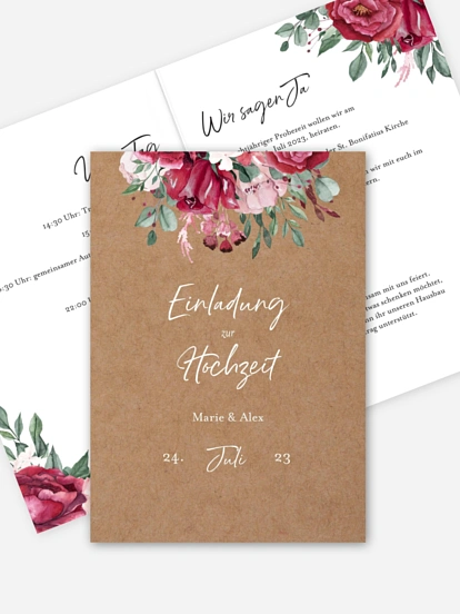 Hochzeitseinladung Rose Bouquet