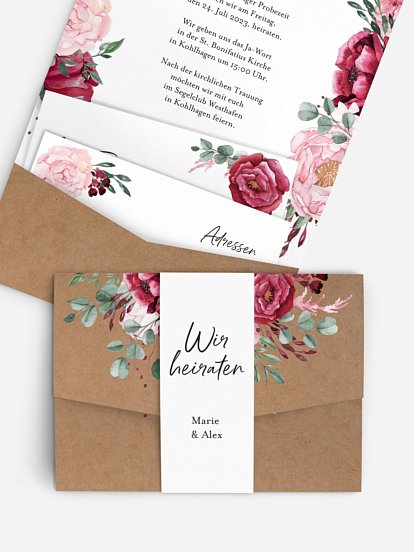 Hochzeitseinladung Rose Bouquet