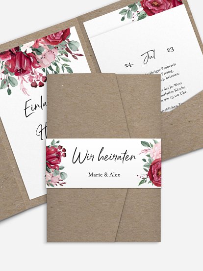 Hochzeitseinladung Rose Bouquet