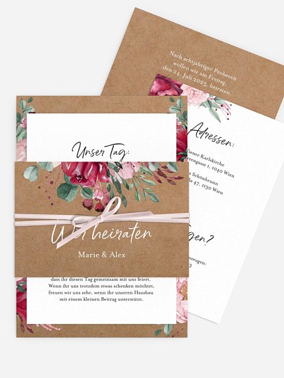 Hochzeitseinladung Rose Bouquet