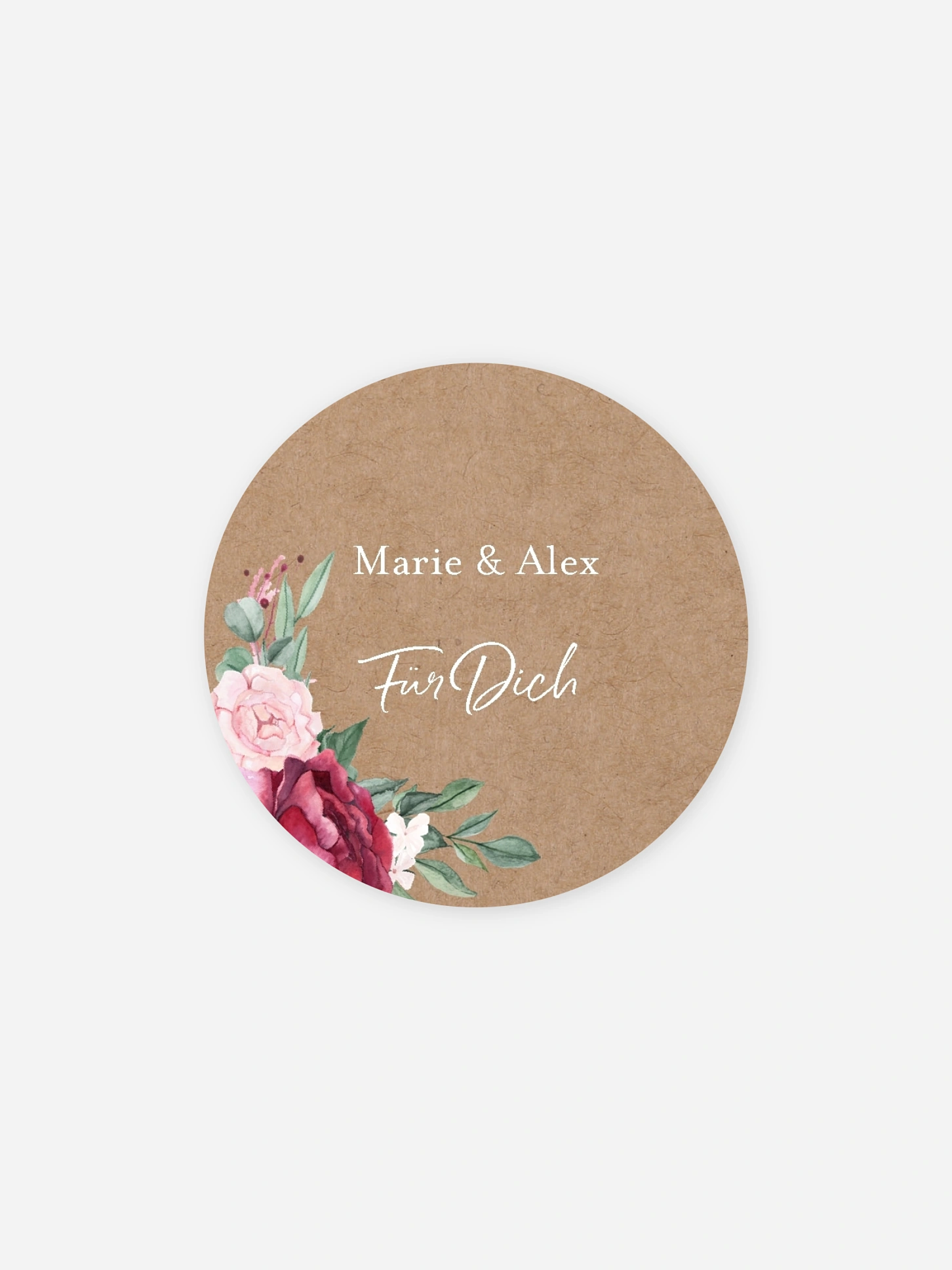 Geschenkaufkleber Hochzeit Rose Bouquet