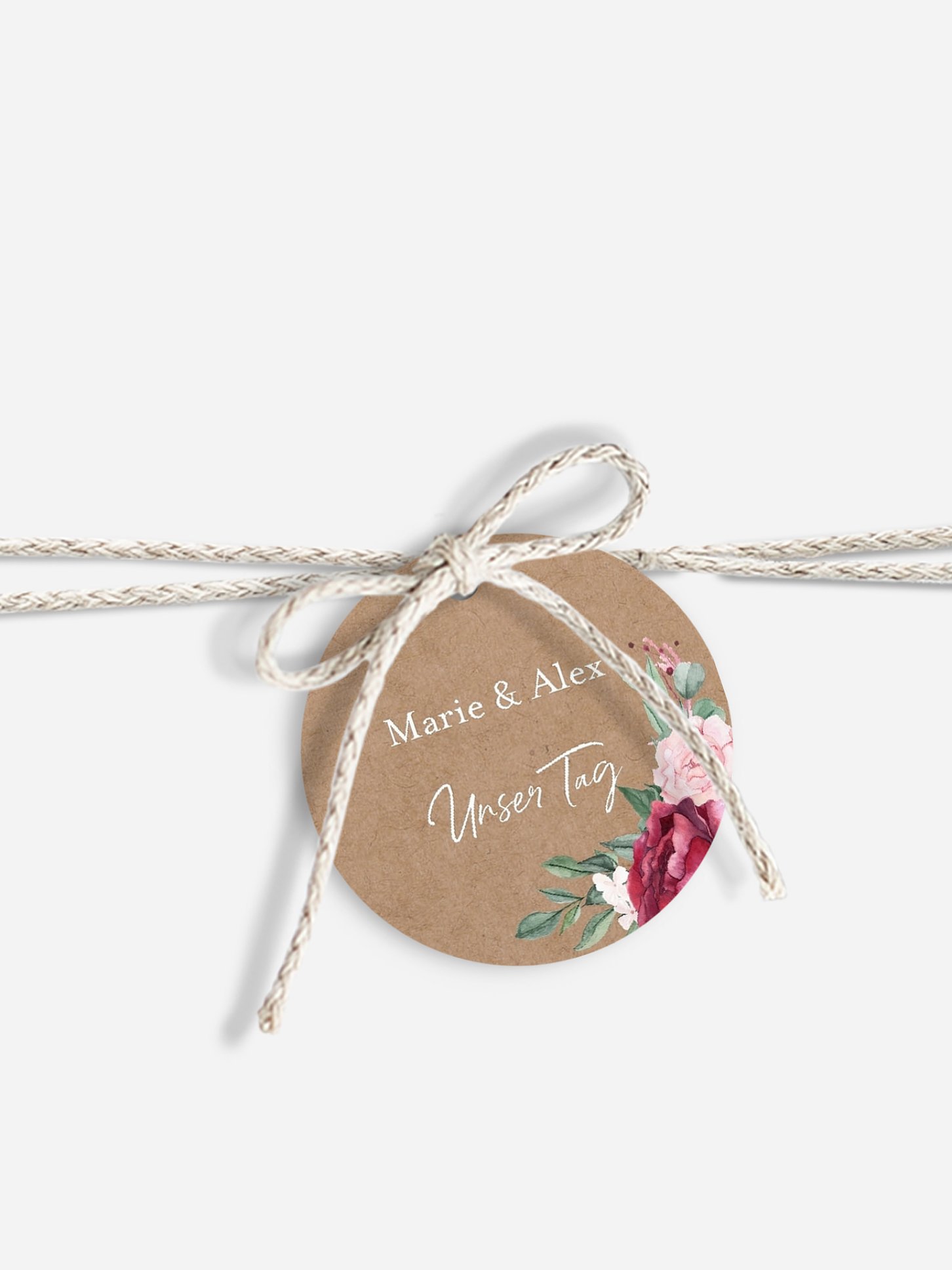 Anhänger mit Band zur Hochzeit Rose Bouquet