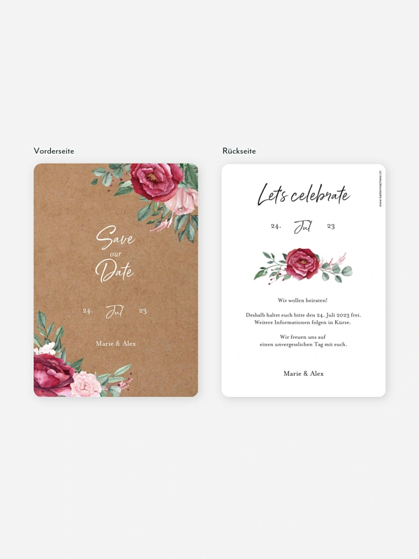 Save-the-Date Karte Rose Bouquet