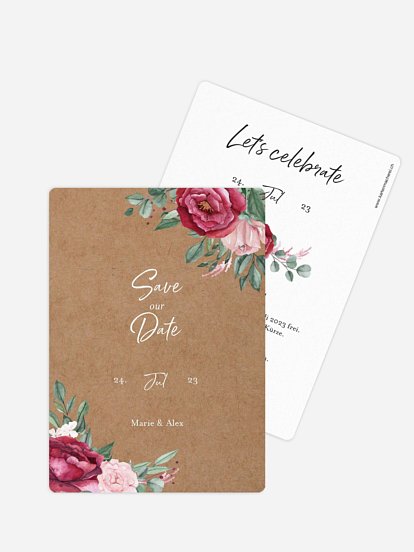 Save-the-Date Karte Rose Bouquet