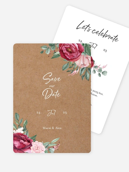 Save-the-Date Karte Rose Bouquet