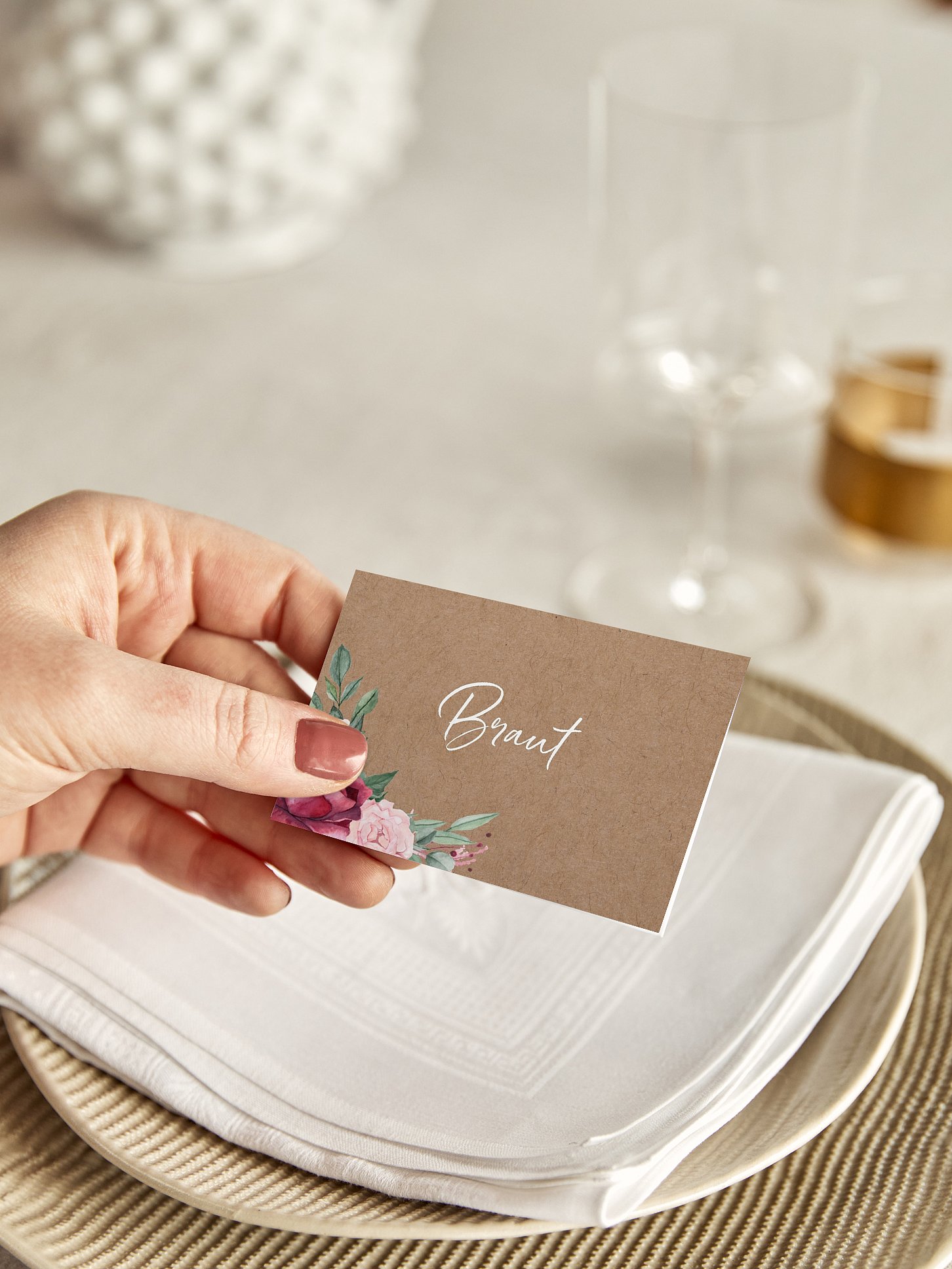 Tischkarte Hochzeit Rose Bouquet