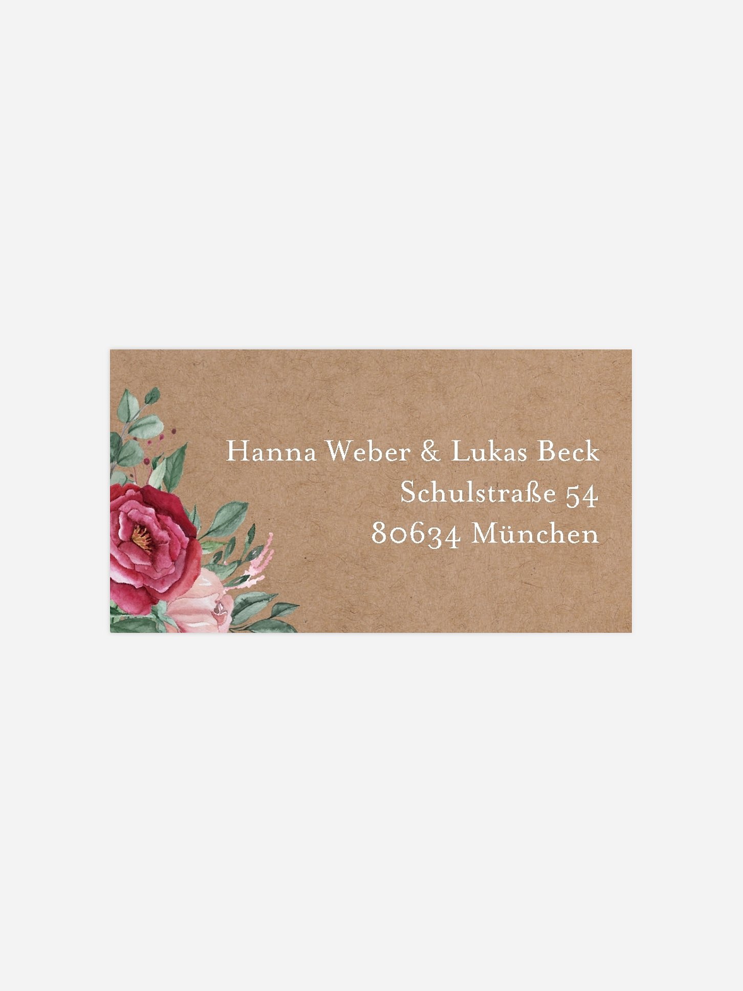 Empfängeraufkleber Hochzeit Rose Bouquet