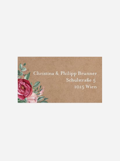 Empfängeraufkleber Silberhochzeit Rose Bouquet