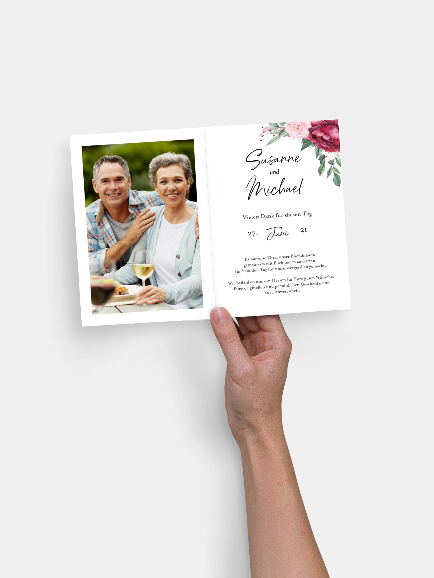 Danksagung zur Silberhochzeit Rose Bouquet