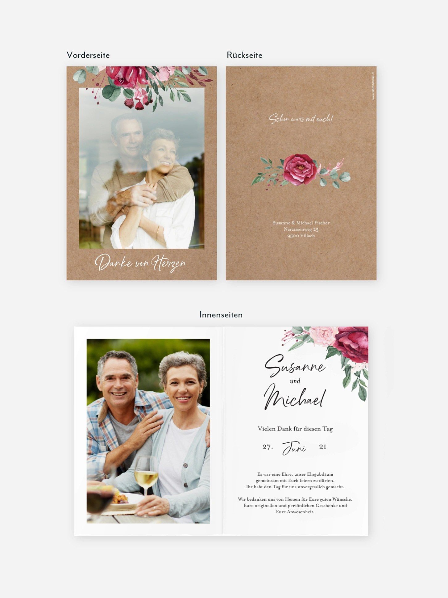 Danksagung zur Silberhochzeit Rose Bouquet