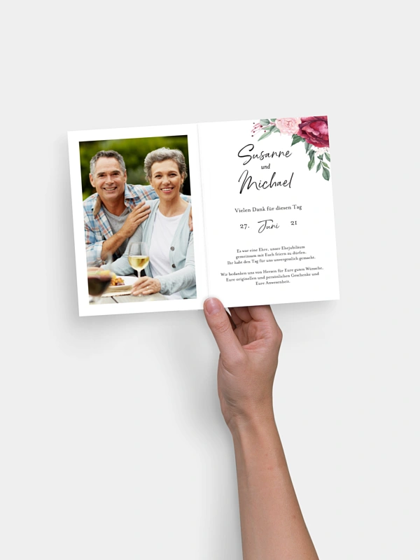 Danksagung zur Silberhochzeit Rose Bouquet