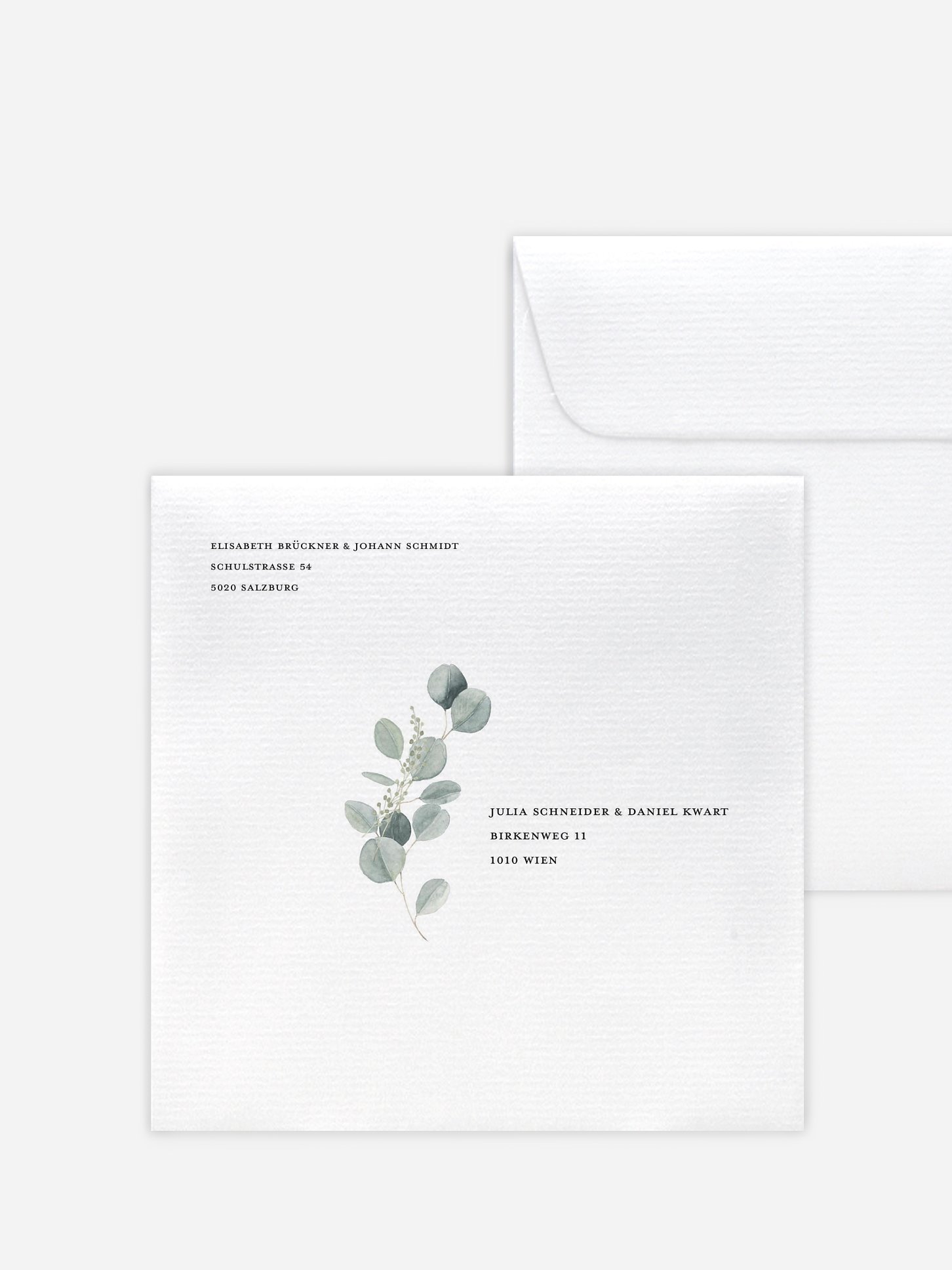 Bedruckter Briefumschlag Hochzeit Eucalyptus Love