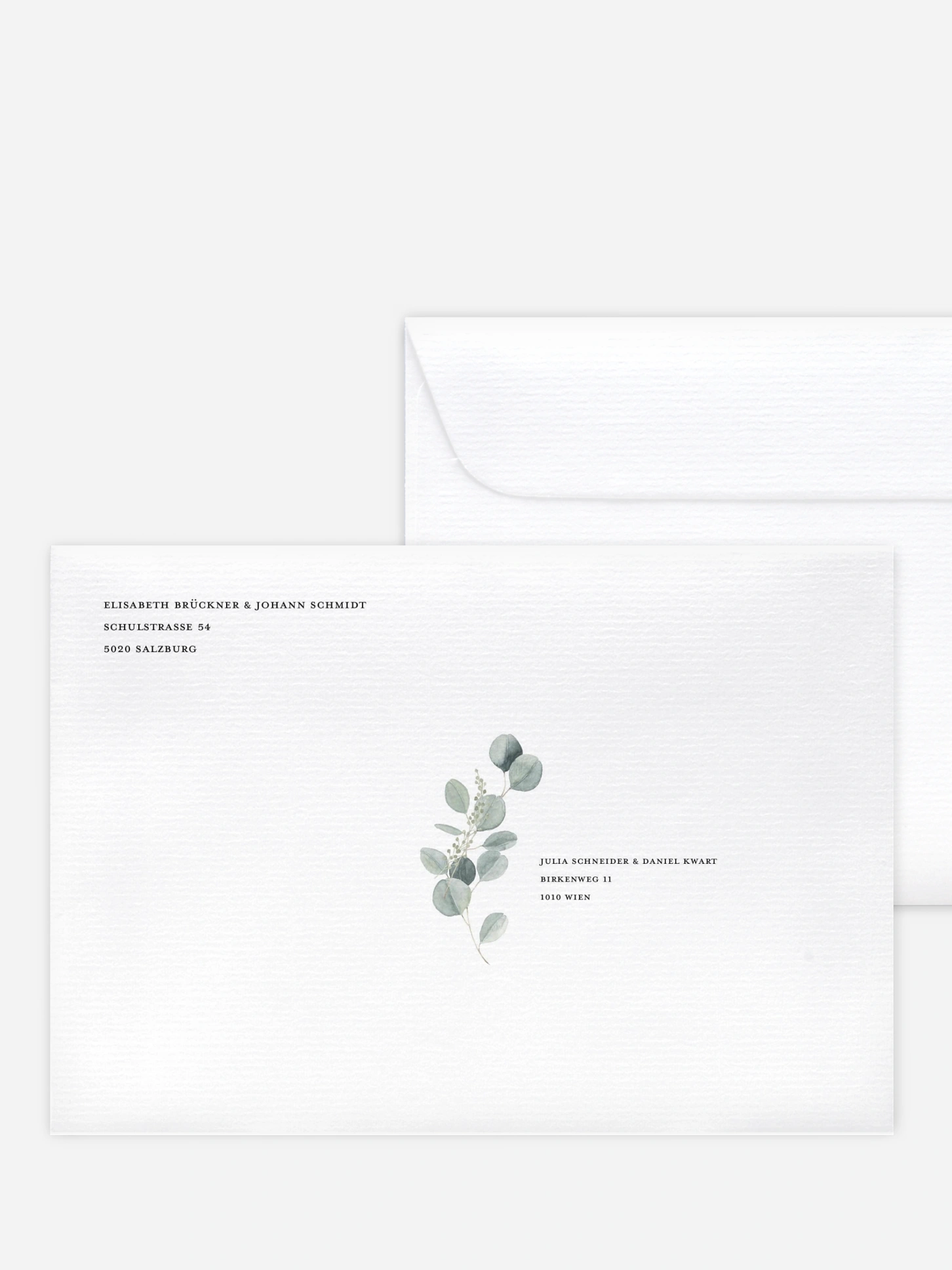Bedruckter Briefumschlag Hochzeit Eucalyptus Love