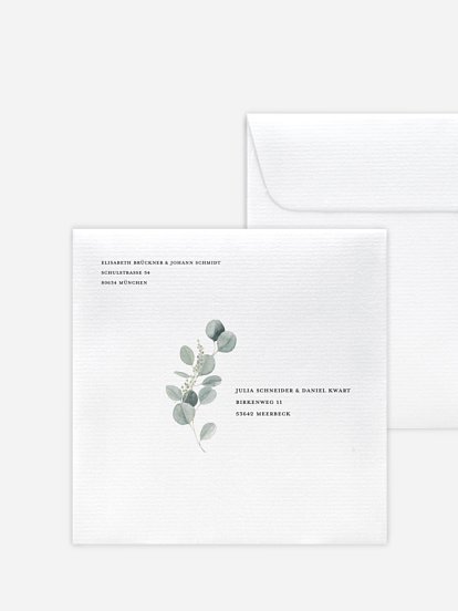 Bedruckter Briefumschlag Hochzeit Eucalyptus Love
