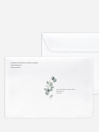 Bedruckter Briefumschlag Hochzeit Eucalyptus Love