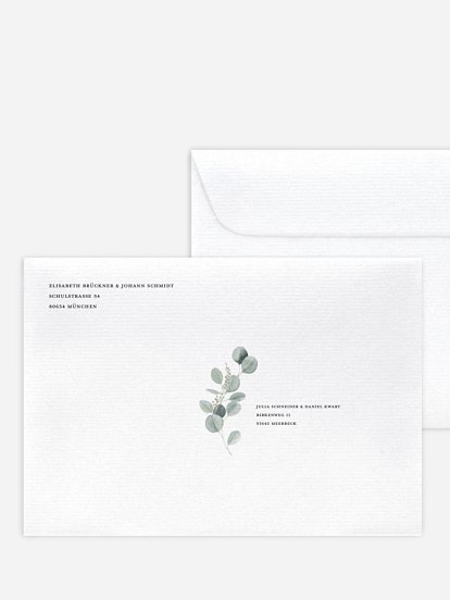 Bedruckter Briefumschlag Hochzeit Eucalyptus Love