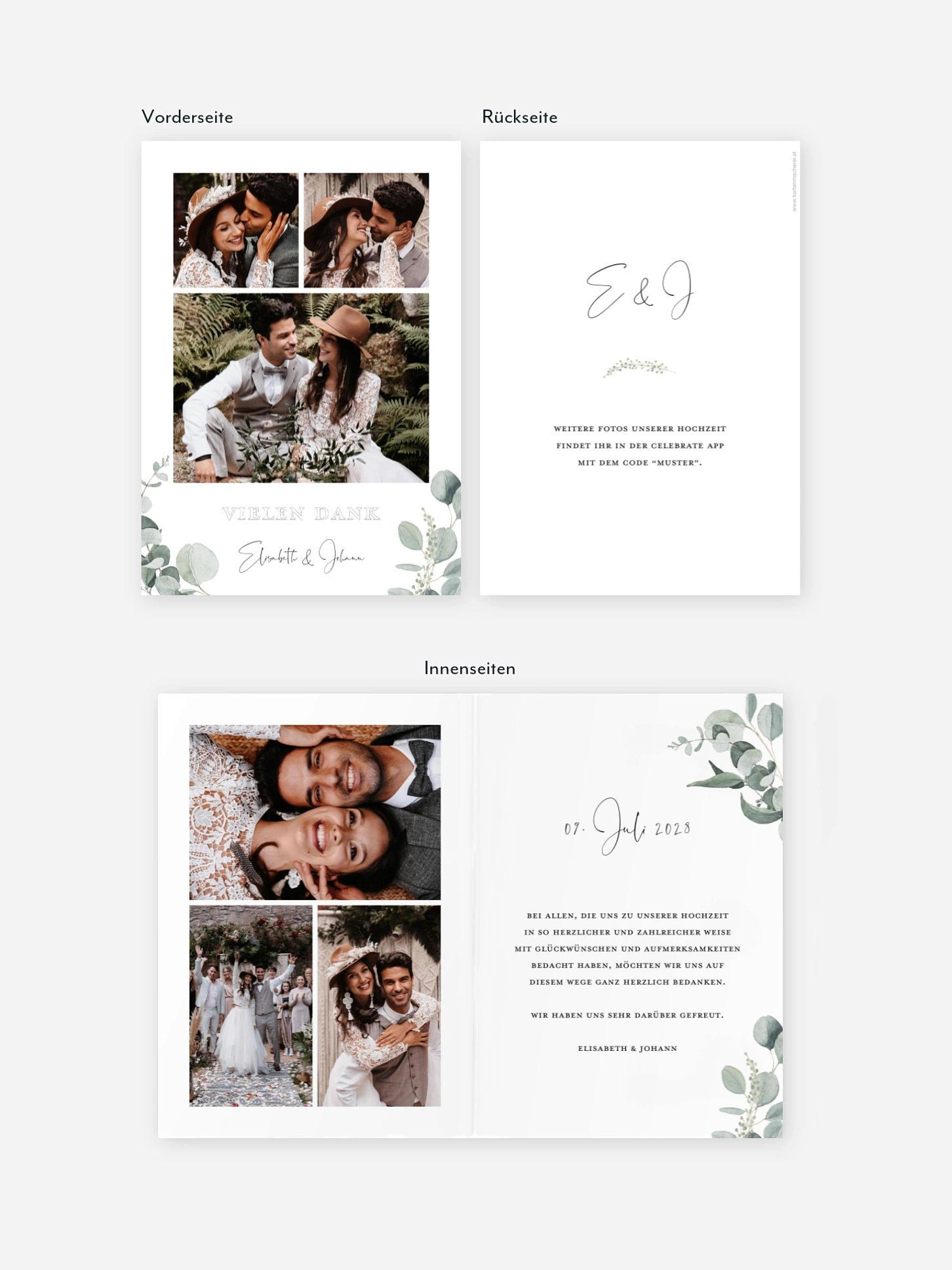 Dankeskarte Hochzeit Eucalyptus Love