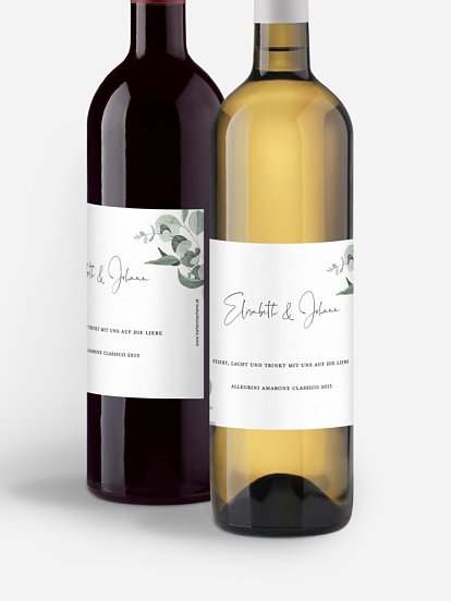 Flaschenetikett Hochzeit Eucalyptus Love