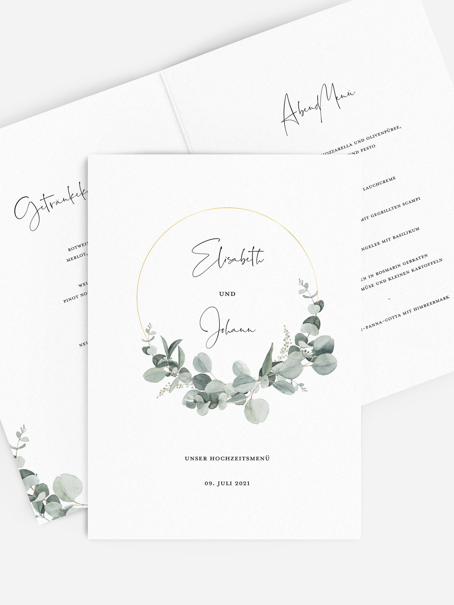 Menükarte Hochzeit Eucalyptus Love