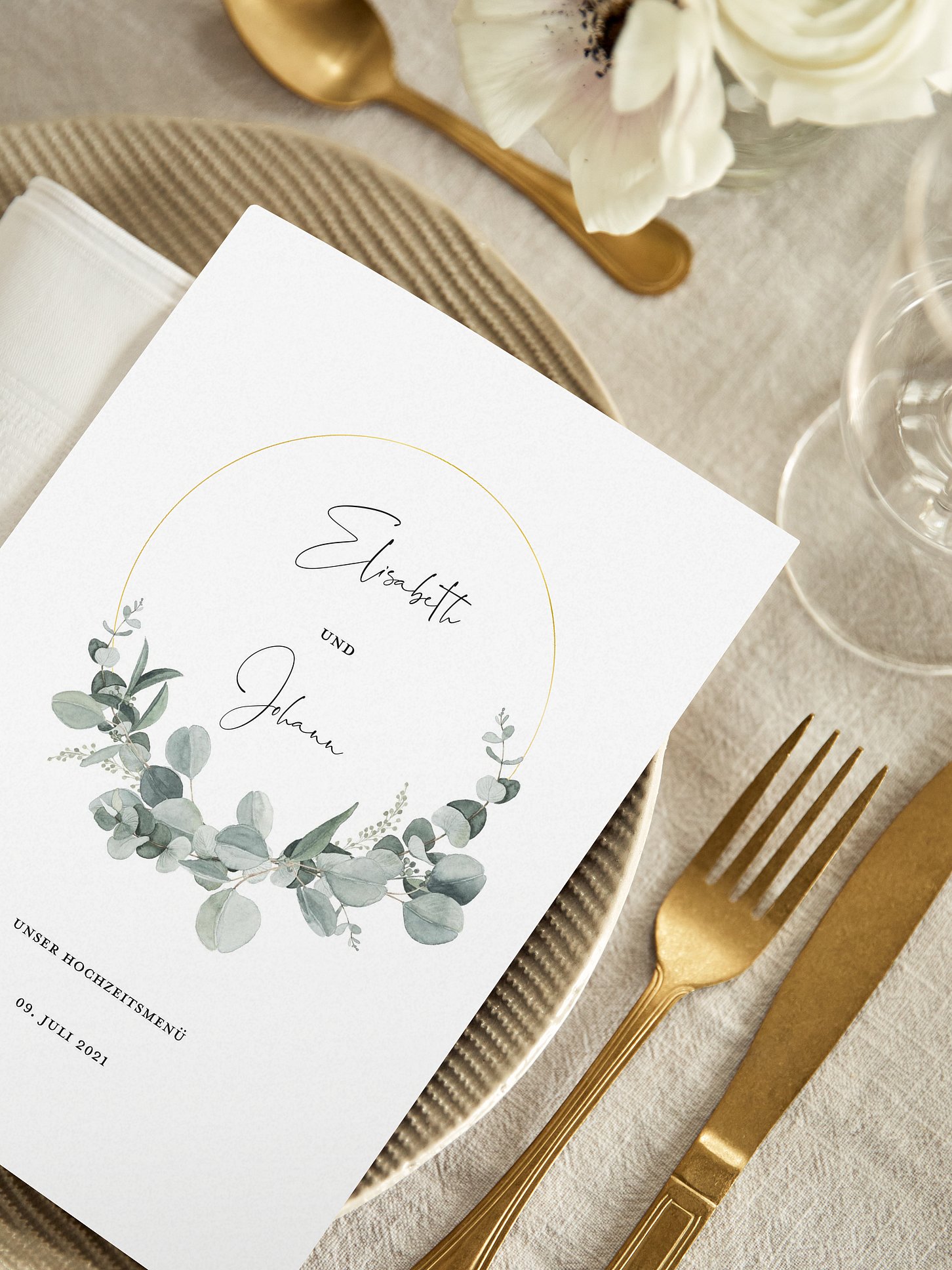 Menükarte Hochzeit Eucalyptus Love