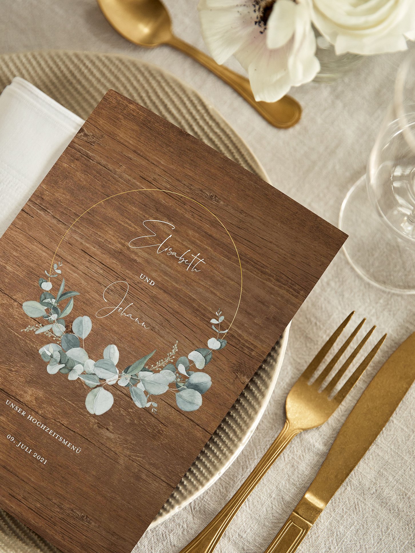Menükarte Hochzeit Eucalyptus Love