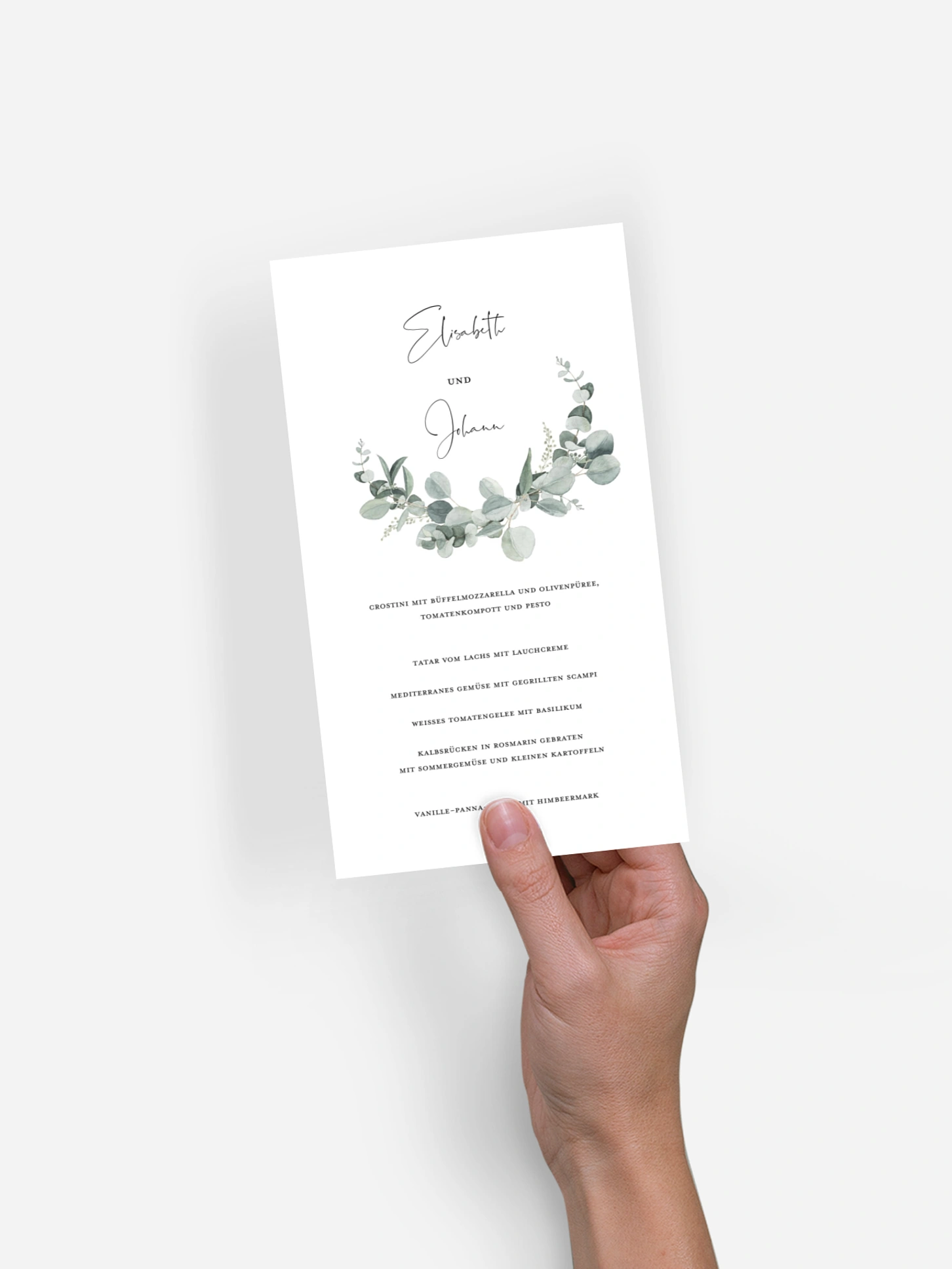 Menükarte Hochzeit Eucalyptus Love