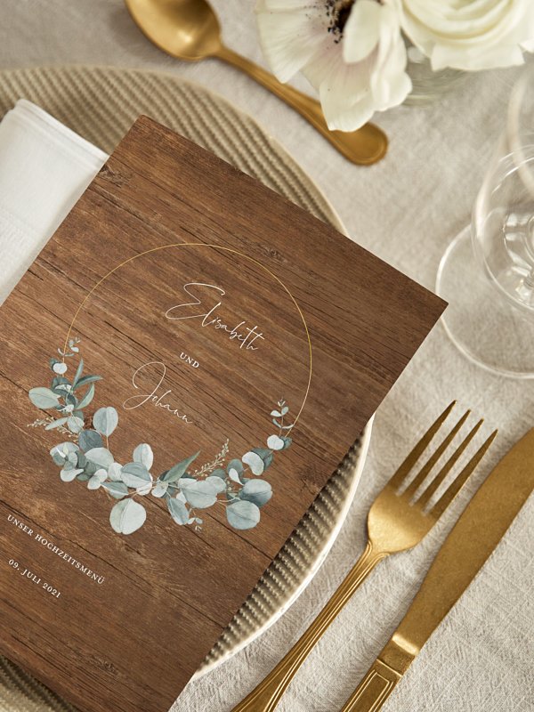 Menükarte Hochzeit Eucalyptus Love