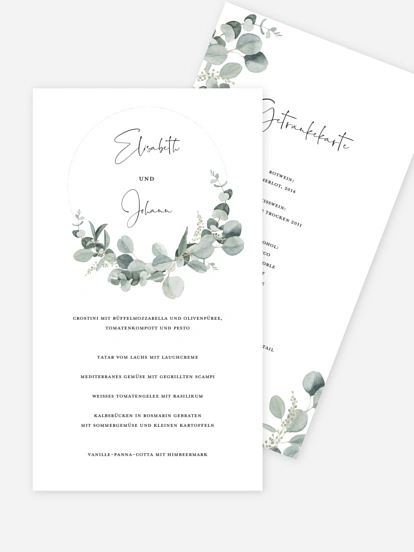 Menükarte Hochzeit Eucalyptus Love