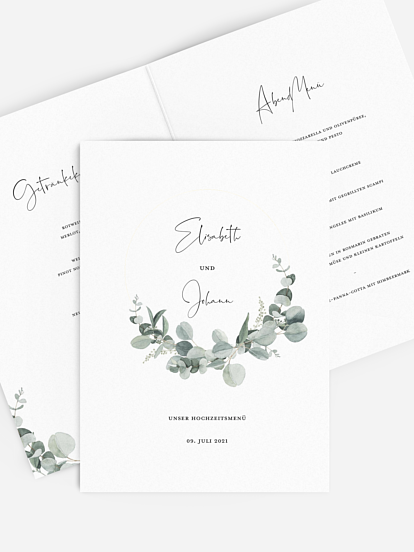Menükarte Hochzeit Eucalyptus Love