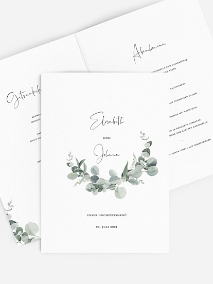 Menükarte Hochzeit Eucalyptus Love