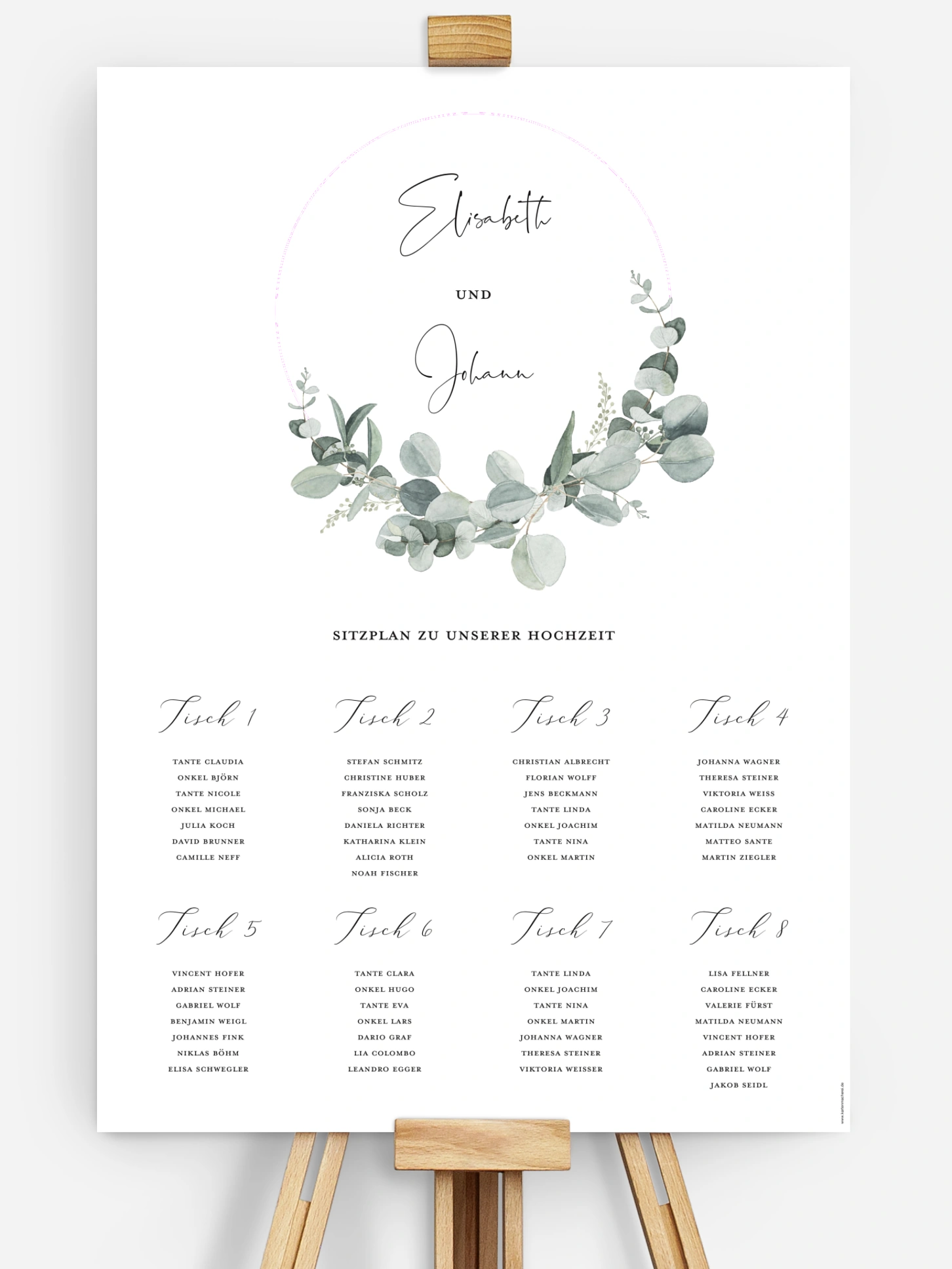 Sitzplan Plakat Eucalyptus Love