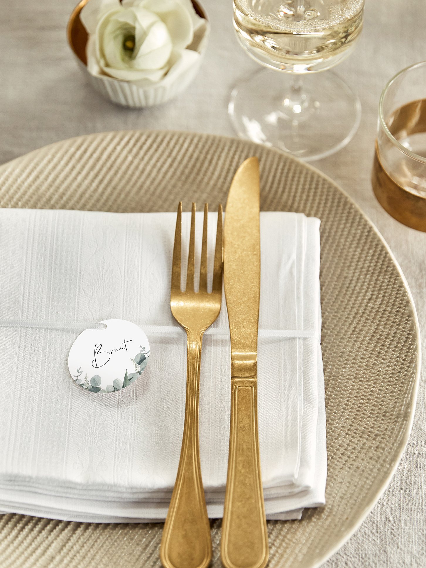 Anhänger mit Band zur Hochzeit personalisiert Eucalyptus Love