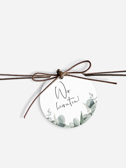 Anhänger mit Band zur Hochzeit Eucalyptus Love