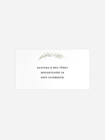 Empfängeraufkleber Silberhochzeit Eucalyptus Love