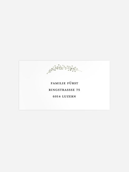 Empfängeraufkleber Konfirmation und Kommunion Eucalyptus Love