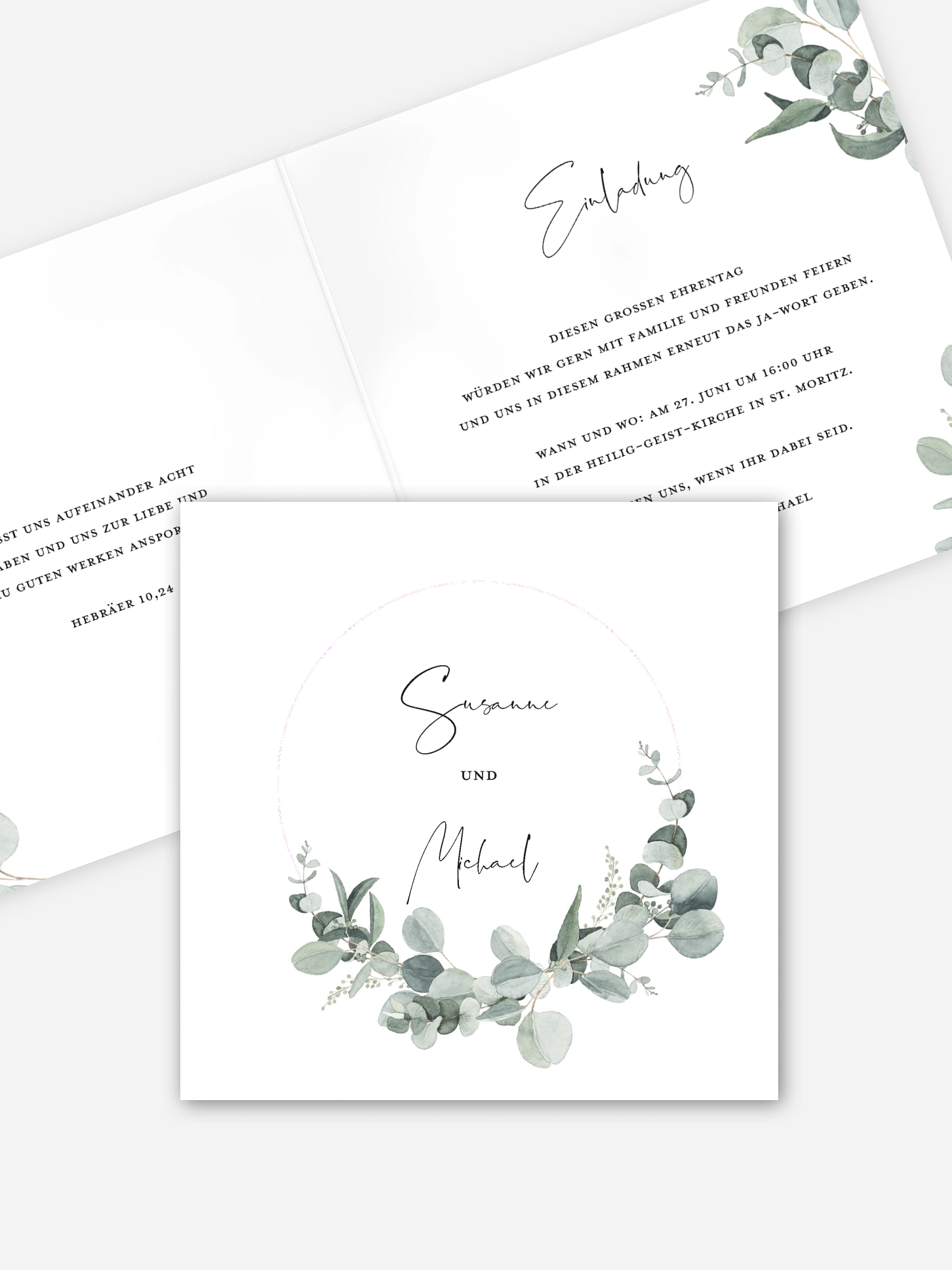 Einladung zur Silberhochzeit Eucalyptus Love